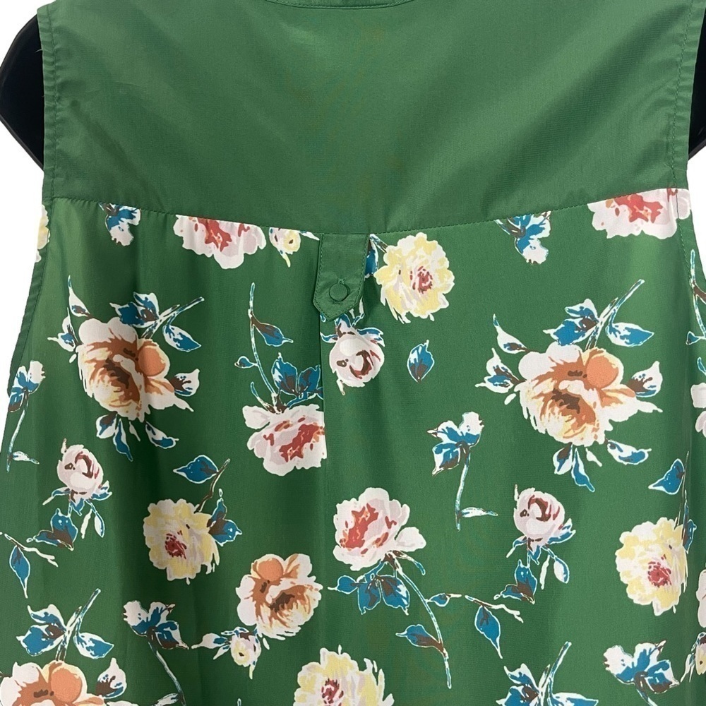Euc ModCloth sleeveless top, floral, retro, green, size Large - Picture 9 of 12